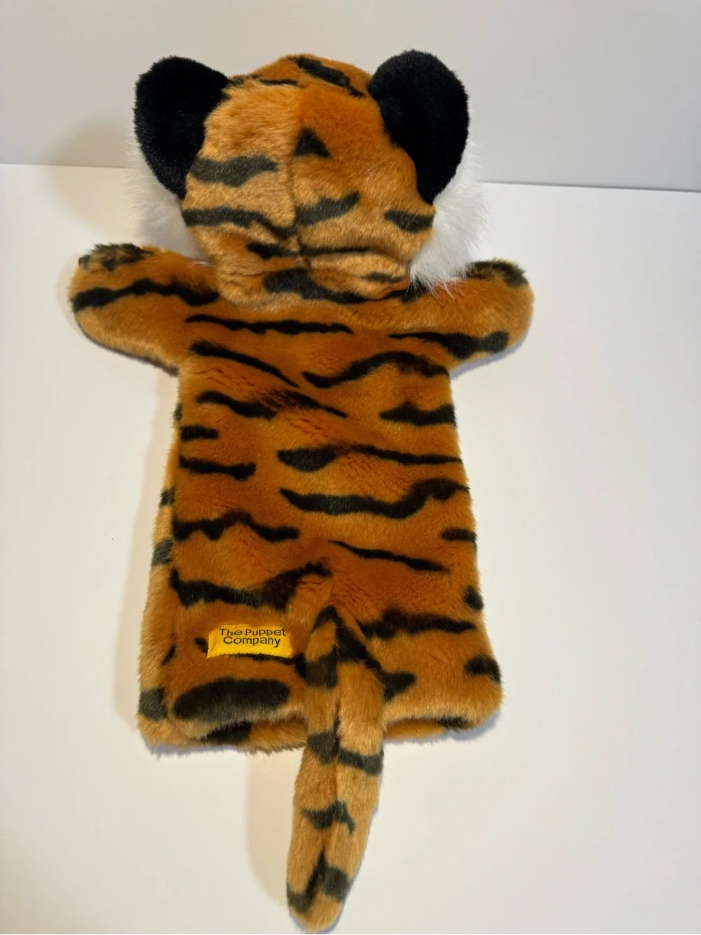 The Puppet Company Long Sleeve Tiger Puppet 15” orange and black.